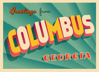 Obraz premium Vintage Touristic Greeting Card From Columbus, Georgia - Vector EPS10. Grunge effects can be easily removed for a brand new, clean sign.