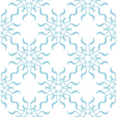 Blue flowers on white background. Ornamental seamless pattern