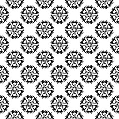 Black and white floral ornaments. Seamless pattern