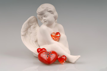 angel and red hearts