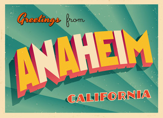 Vintage Touristic Greeting Card From Anaheim - Vector EPS10. Grunge effects can be easily removed for a brand new, clean sign.