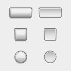 White buttons. Web interface plastic blank buttons, normal and pushed