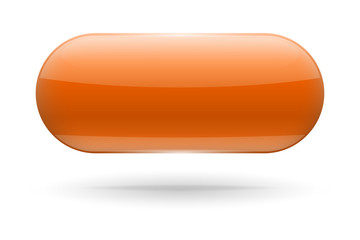 Oval glass orange button. Web 3d icon