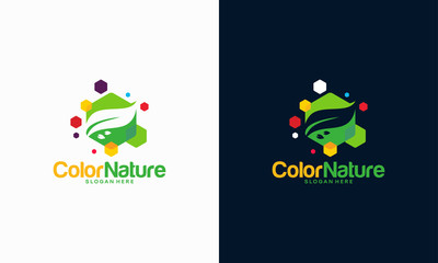 Color Nature logo designs concept, Pixel Nature logo template