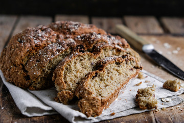 homemade bread on a wooden background