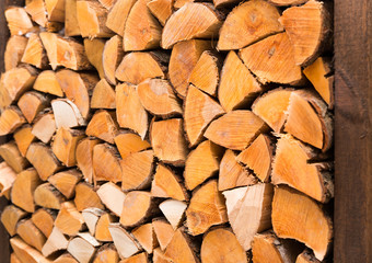 background of chopped firewood closeup