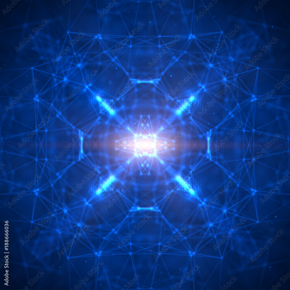 Poster abstract geometric figure with multiple connections.