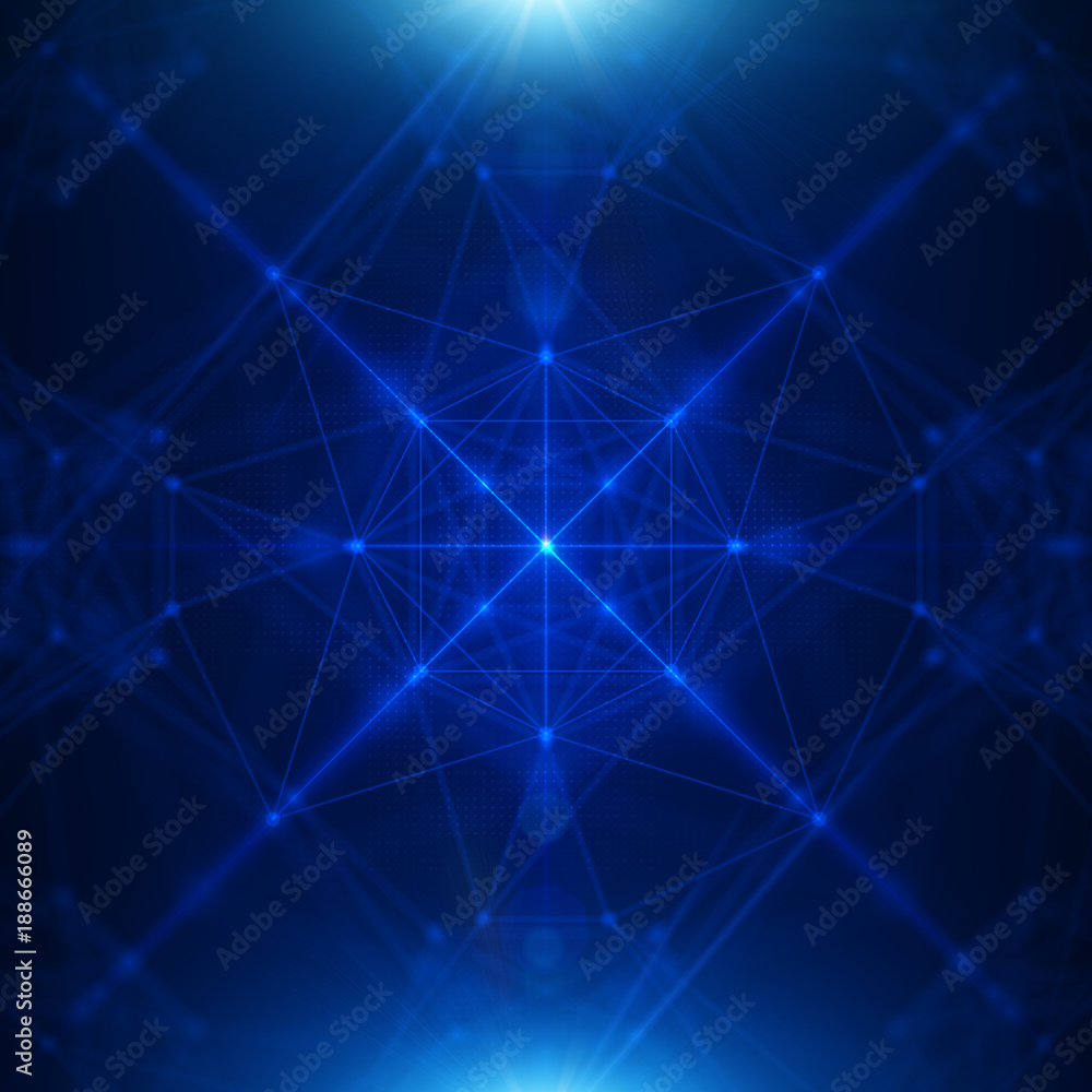Poster abstract geometric figure with multiple connections.