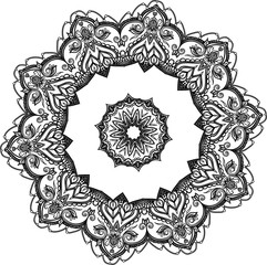 Drawing of floral round lace mandala