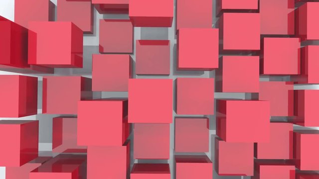 4k,abstract 3d red cubes animation background.
