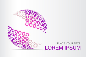 Logo stylized spherical surface with abstract shapes