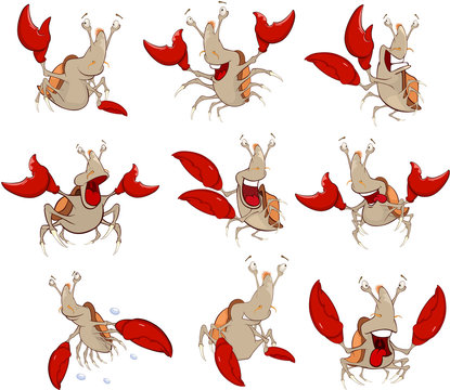 Set of  Cartoon Illustration. A Cute Crabs for you Design