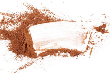 Cocoa powder pile isolated on white background