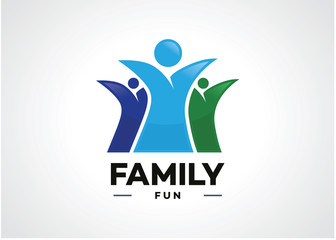 Naklejka na ściany i meble Family Fun Logo Template Design Vector, Emblem, Design Concept, Creative Symbol, Icon