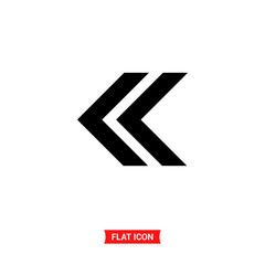 Back vector icon, left arrow symbol