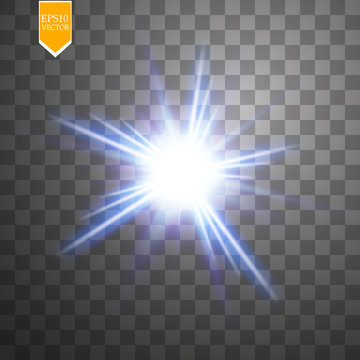 Light digital star on the transparent background