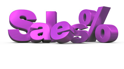 sales % 3d text isolated on white background