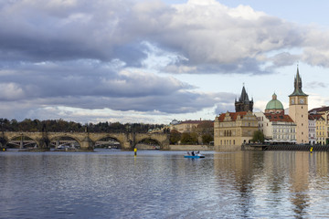 Charles Bridge with the Vltava river in Prague