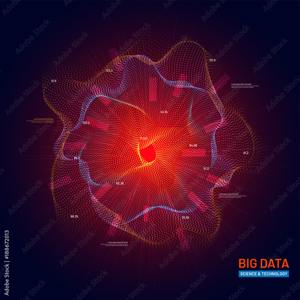 Poster big data visualization. futuristic infographic. information aesthetic design. social network represe