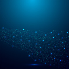 Blockchain network concept , Distributed ledger, computer connection technology, matrix coded background.