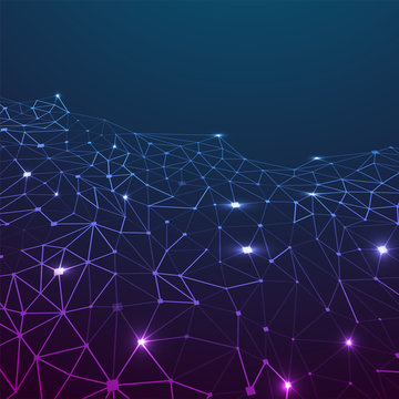 Blockchain network concept , Distributed ledger, computer connection technology, matrix coded background.