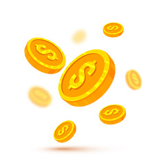 Golden dollar coins,cryptocurrecy concept.