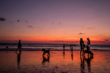 People walking at the beach