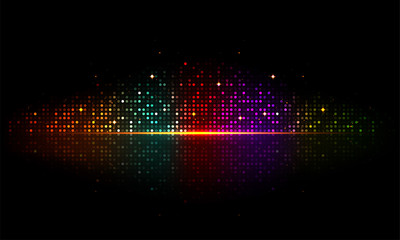Shiny colorful musical beats on glossy black backgrond.