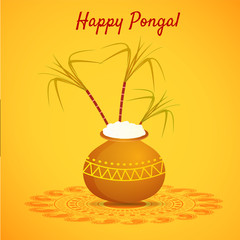 Happy Pongal wishes or greeting background design.