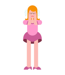 Woman is crying. female hysterics. Fountains of tears. Lot of teardrop. Sadness and suffering Vector illustration.