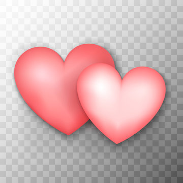 Two Pink Hearts Transparent Background