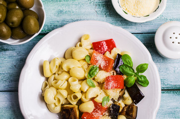 Traditional Italian pasta with vegetables