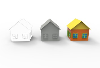 Computer modeling of buildings in 3D.