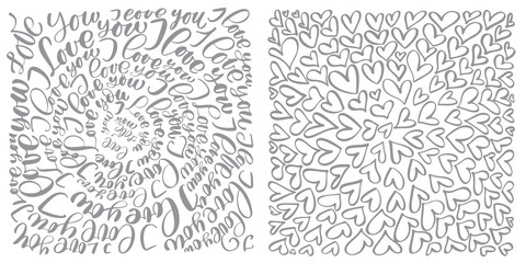 text flourish calligraphy vintage love and hearts. Illustration vector hand drawn, Hand written vector style happy valentines day sign