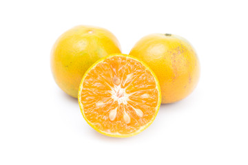Ripe tangerine orange isolated on white background. Shogun orange fruit