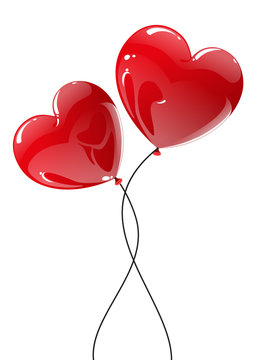 Couple of Red Balloons In Heart Shape