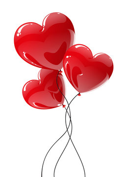 Red Balloons In Heart Shape 