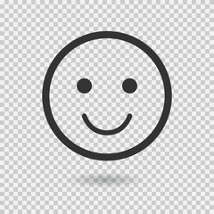 Smile vector icon. Emoji. Emoticon. Flat face. Vector illustration with shadow on transparent background