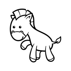 Cartoon Horse Black Line White Background