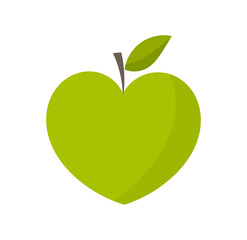 Heart shaped green apple