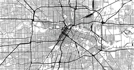 Urban vector city map of Houston, Texas, USA