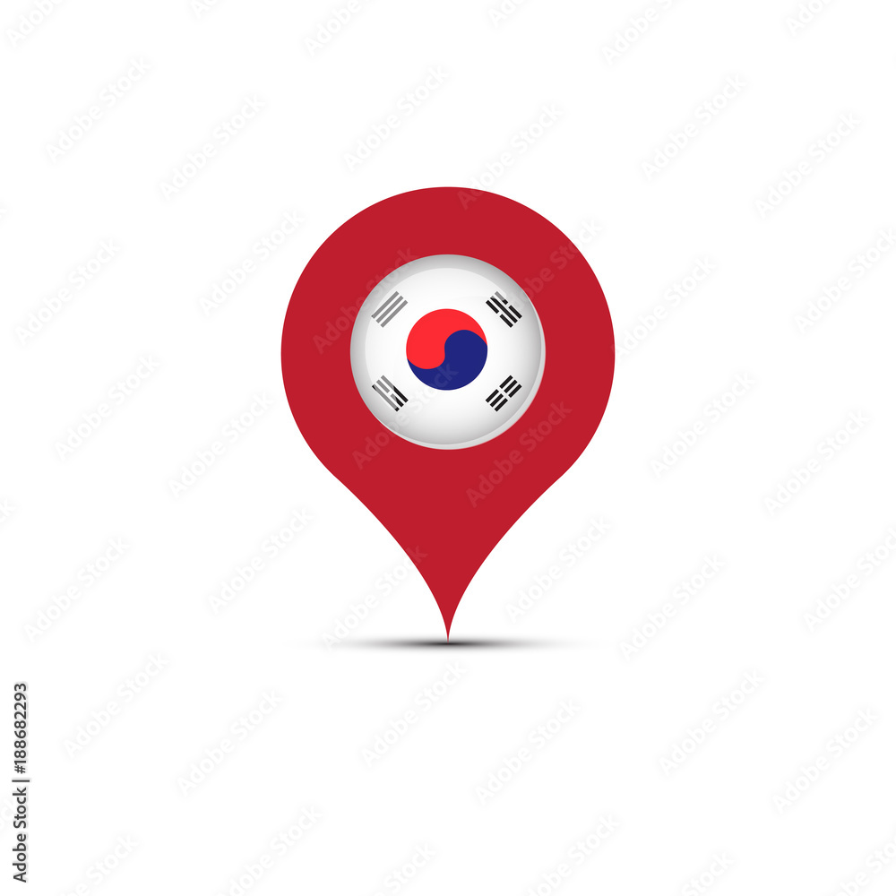 Poster map pointer with south korea flag