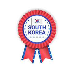 South Korea Games Medal Badge Isolated On White Background Decorated With Korean Flag Vector Illustration