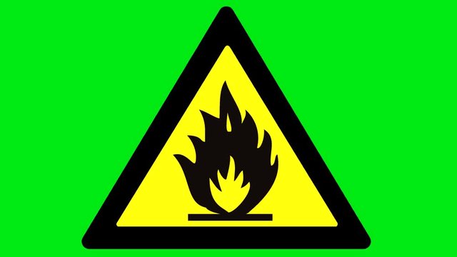 sign warning flammable, caution flammable.animated video