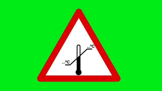 sign warning that it is necessary to observe a temperature mode.animated video