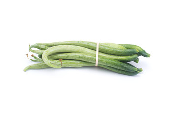 Snake gourd or Trichosanthes anguina Linn. Isolated on white background