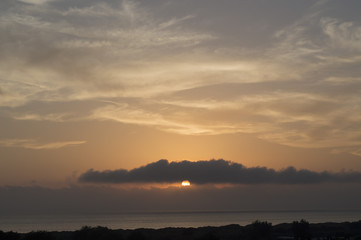 Fototapeta na wymiar Cloudy Sunset on the Tyrrhenian Sea