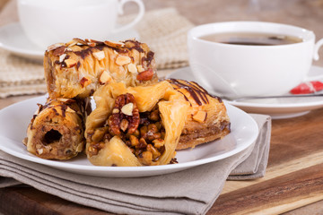 Assortment of Baklava Pastries on a Plate