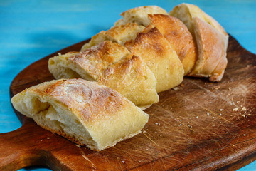 Fresh sliced bread in detail