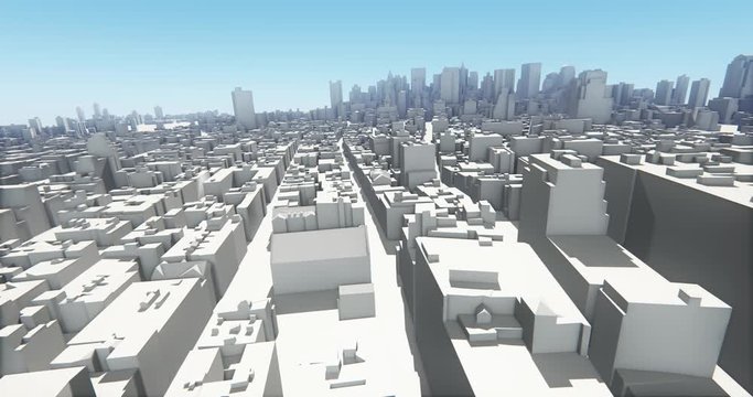 4k abstract urban business construction,flying over 3D Virtual Geometric City Office Buildings,aerial view of NewYork,web tech.